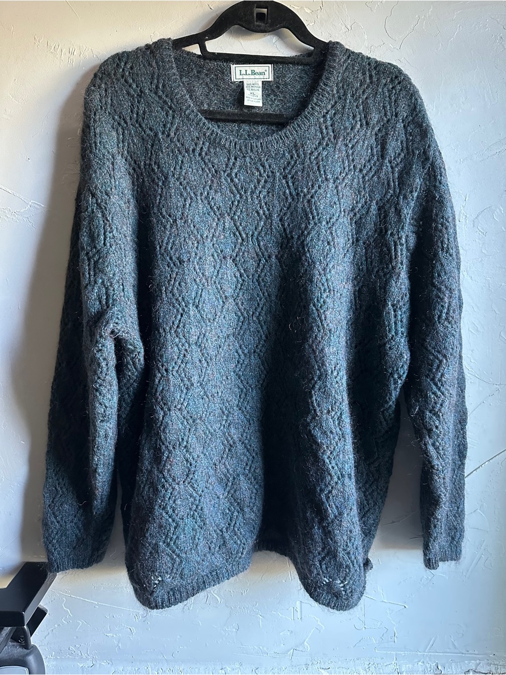 L.L.Bean Women’s XL Mohair Wool Open Knit Sweater Dark Academia Cottagecore